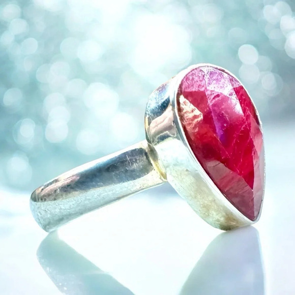 Natural Ruby Sterling Silver Ring (Sz 6) - Picture 7 of 12